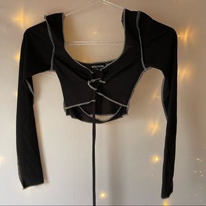 Tie Detail Cropped Shirt